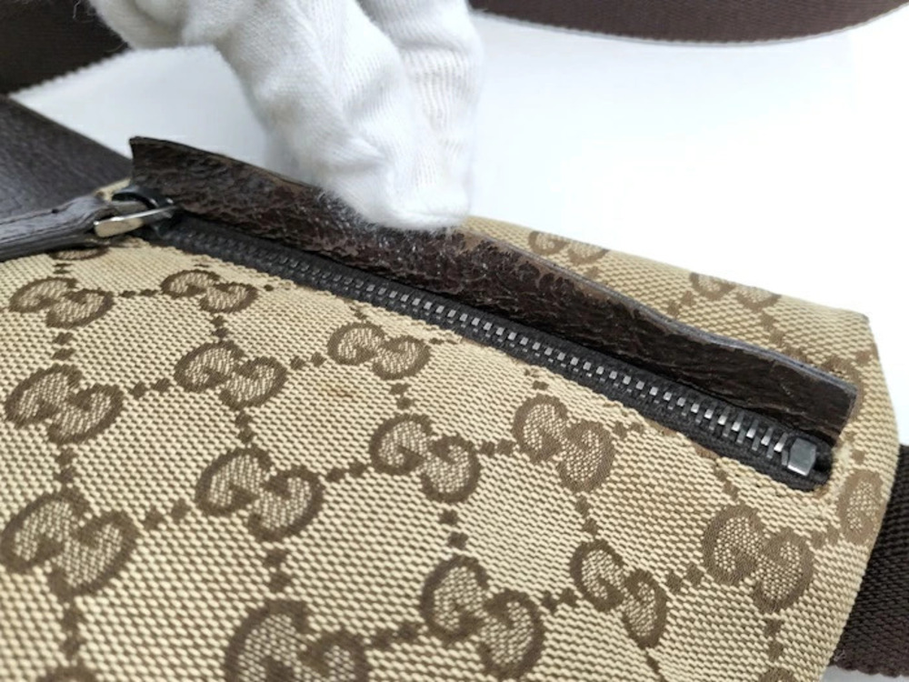 Gucci Waist Bag Body GG Canvas Leather Brown - Picture 7 of 8